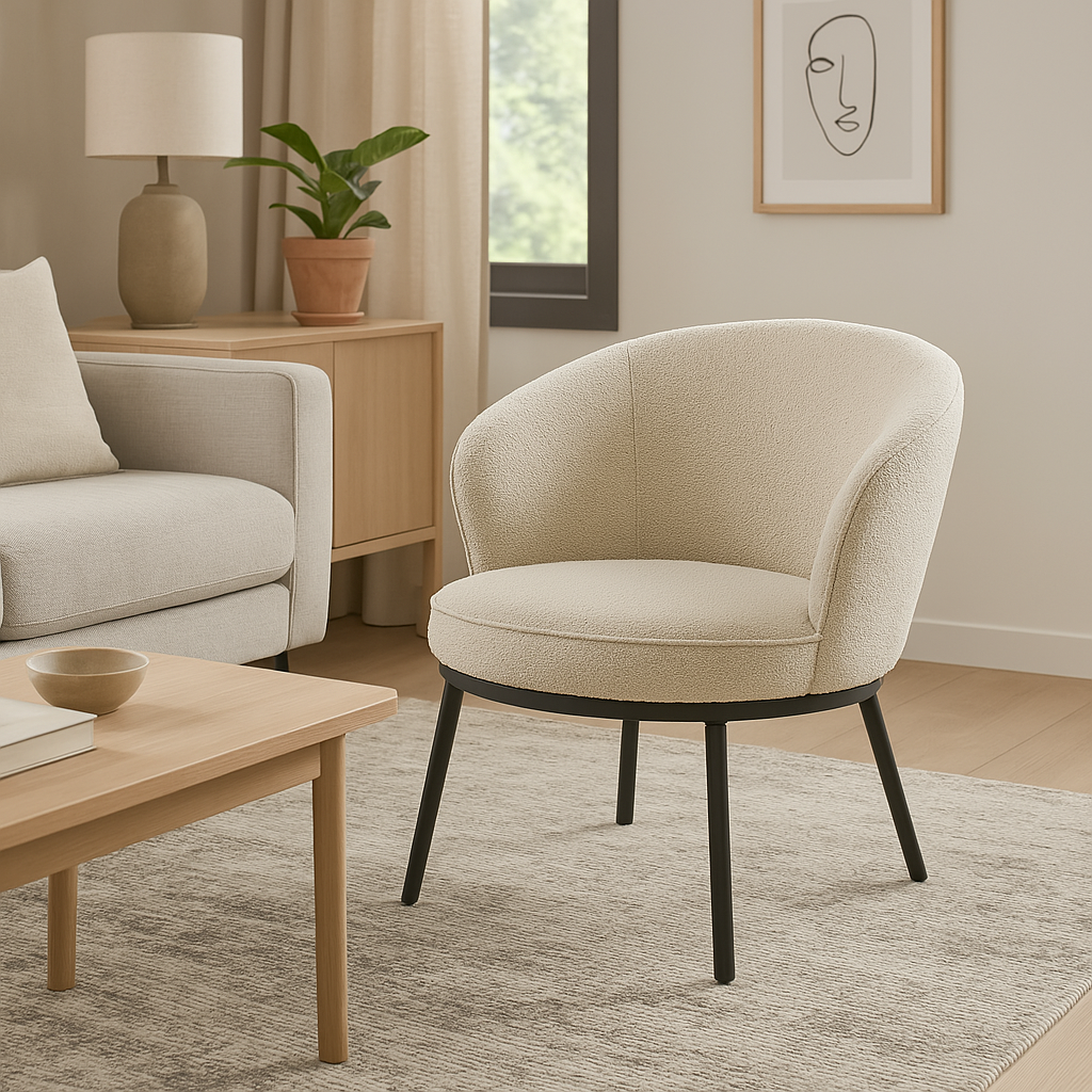 UQ NAGI LOUNGE BOUCLÉ Bézs design Kárpitos beltéri fotel